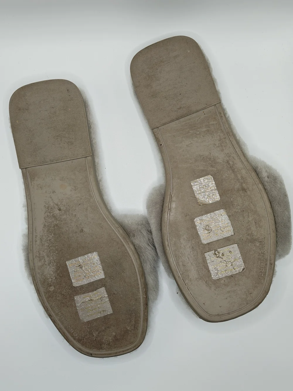 Tory Burch -Fur Slide Slippers in Light Gray Size 8 - Picture 2 of 7
